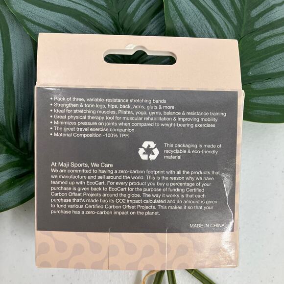 Maji Sports 3 Set Pink Yellow Blue Stretch & Exercise Latex Free Resistance Band - Picture 6 of 10